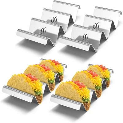 Onlyfire Edelstahl Taco Halter Ständer in Wellenform, 4 solide Taco Tabletts 