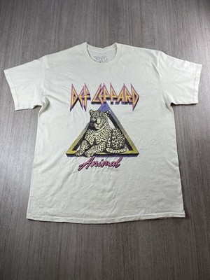 Vinyl Icons Def Leppard Tier Grafik T-Shirt Medium Creme Vintage Style Retro