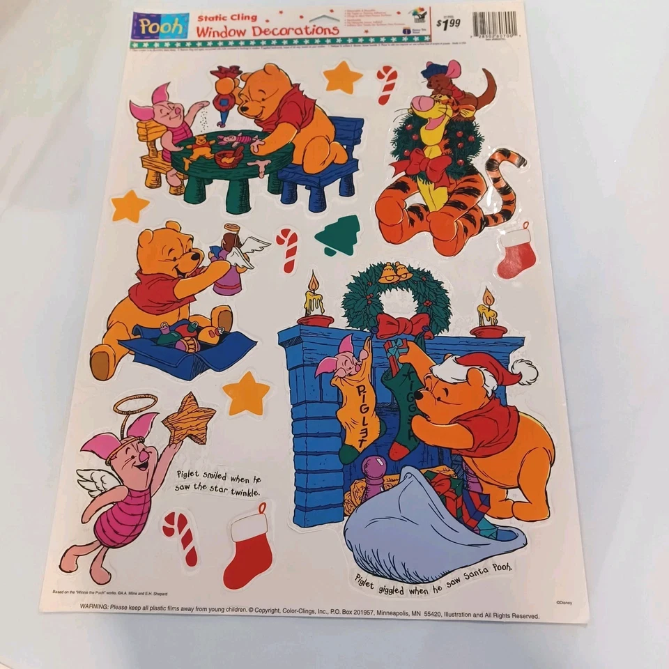 De colección Disney Winnie The Pooh Navidad Ventana se adhiere 12" por 17" Tiger Piglet  Foto 2 de 3