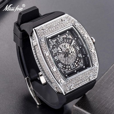 Hip Hop Luxury Custom Bling Ice out Men's Watch Sport Iced Cz Simulated Diamond