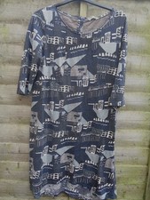 white stuff rare knee length dress size 16 blue grey white