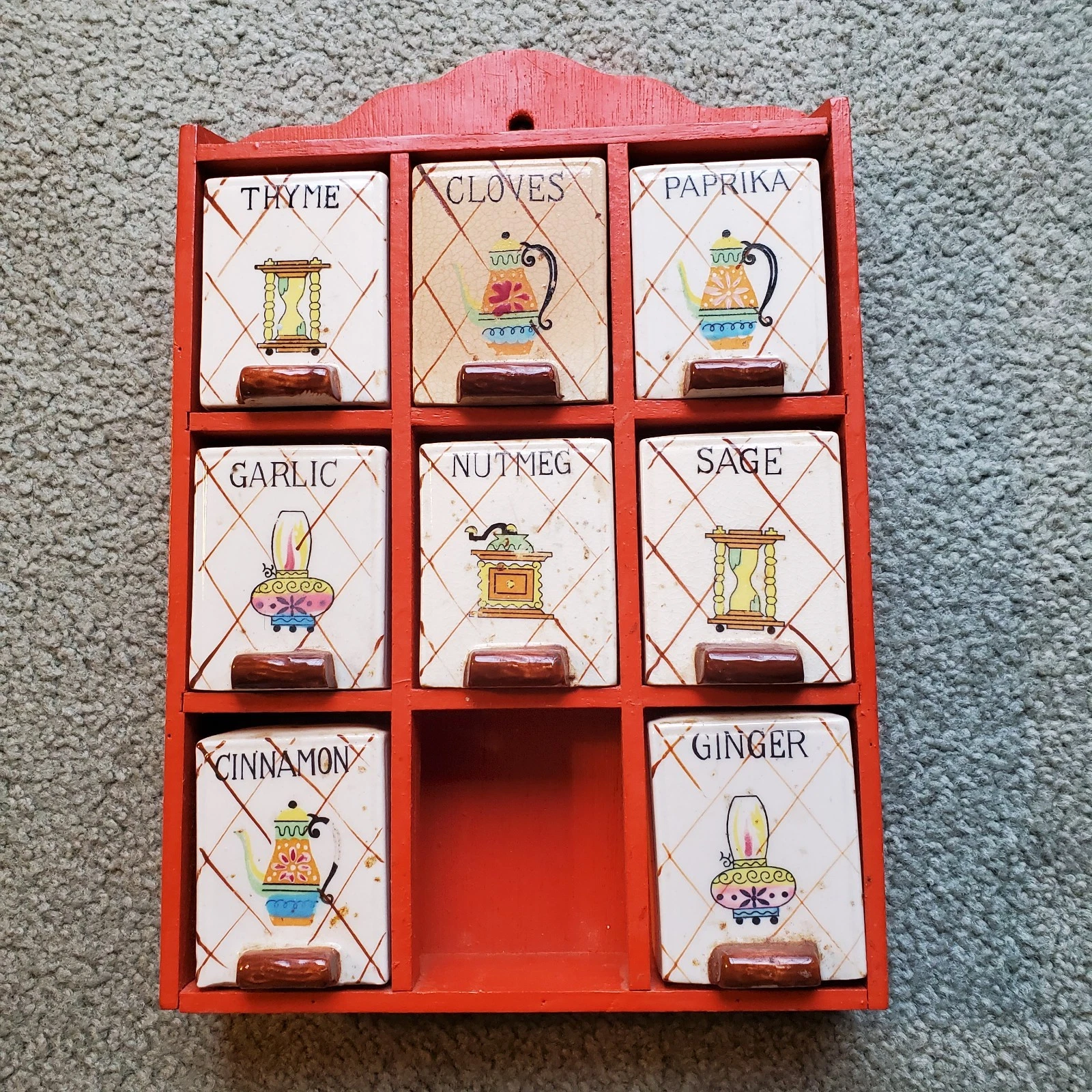 Spice Rack Vintage 1950s Original Ceramic Spice Containers Retro