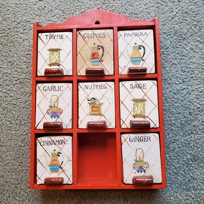 Spice Rack Vintage 1950s Original Ceramic Spice Containers Retro