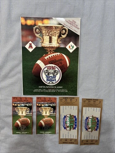 1993 Alabama v Miami Sugar Bowl ticket stub x2 SEC stub x2 Nat’l Champ Program