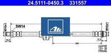 Ate 24.5111-0450.3 Bremsschlauch Vorderachse Vorne für Renault für Dacia 