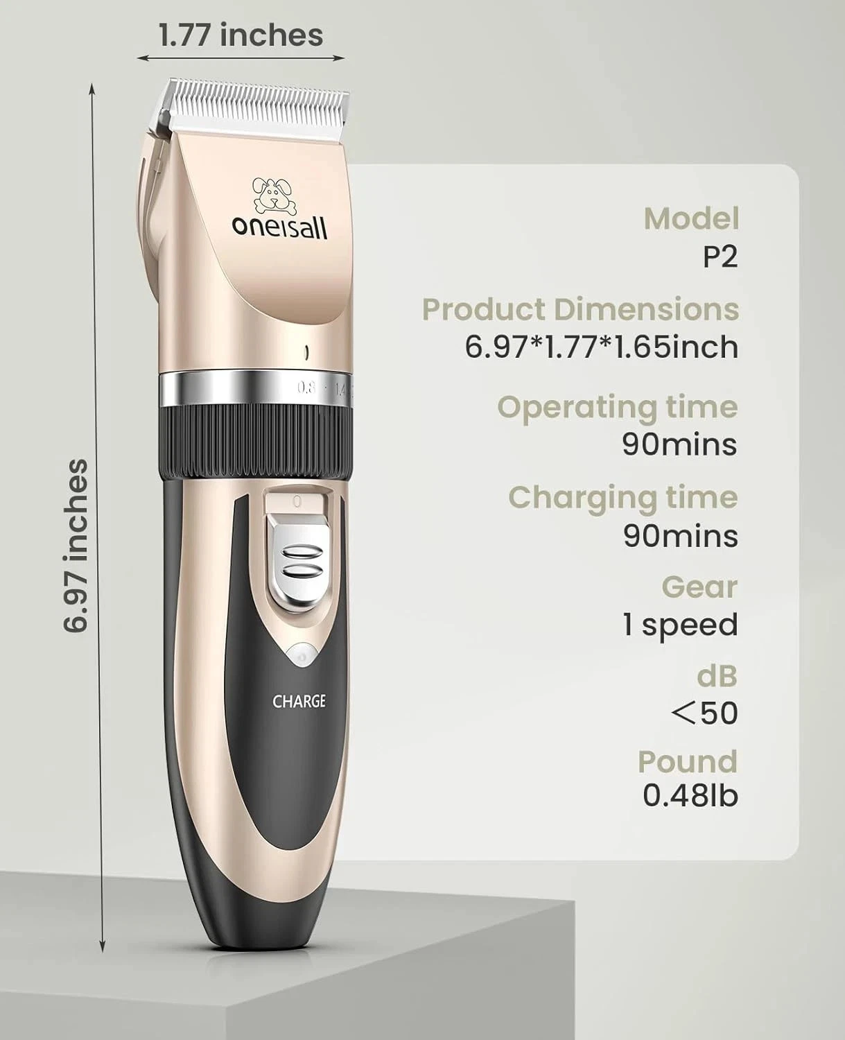 Oneisall Dog Clippers Low Noise,Dog Grooming Clippers, Cordless Pet Grooming
