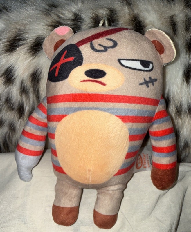 Fiesta Pirate Bear Plush Stuffed Animal Toy 8” Beige Striped Shirt NWOT