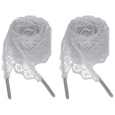 2Pairs Flat Laces Shoelaces, 2.2CM Wide 120CM Length Lacy Shoe Laces, Gray