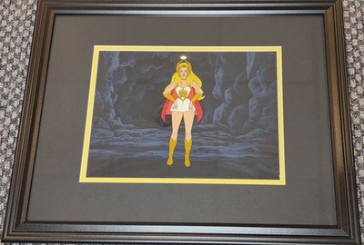 SHE-RA PRINCESS OF POWER PRODUCTION CEL ON HAND PAINTED BACKGROUND FRAMED - 1985