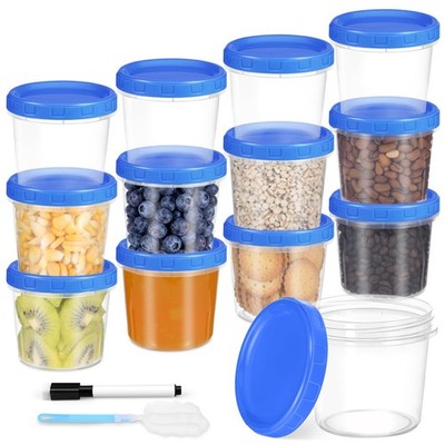 12 Pcs 10 oz Plastic Containers with Screw Lids, Reusable Clear Food Storage ...