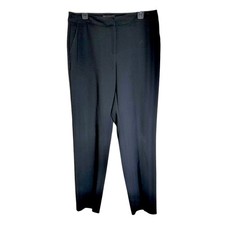 St John Caviar Womens Black Emma Dress Pants Size 10 High Rise Straight Leg