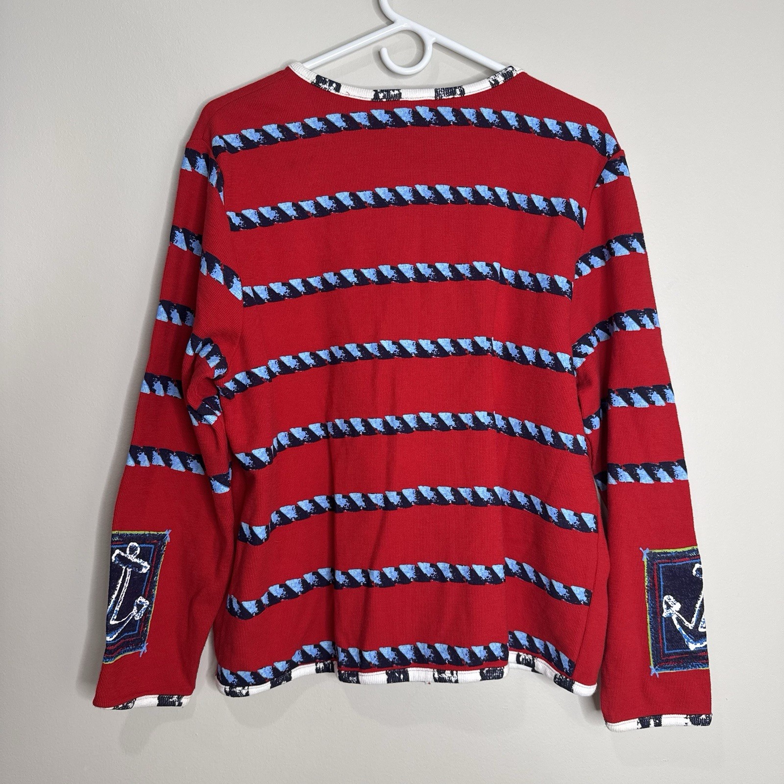 Onque Red Blue Sailing Patchwork Anchor Nautical … - image 9