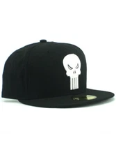 New Era The Punisher 59fifty Custom Fitted Hat Size 7 1/4 Marvel Black Skull NWT