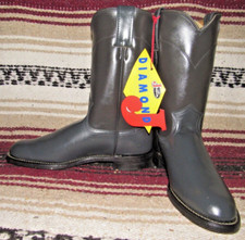 Women's Justin Diamond J Gray Leather Roper Cowboy Boots 6 1/2 B NEW in Box