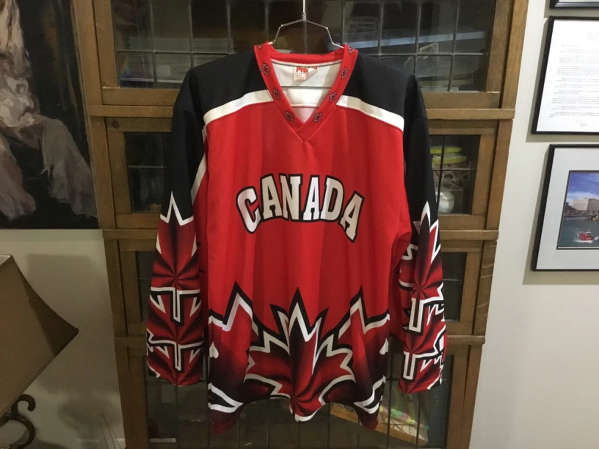 VTG CANADA Red PROJOY Sportswear Maple Leaf Hockey Jersey SZ L cool