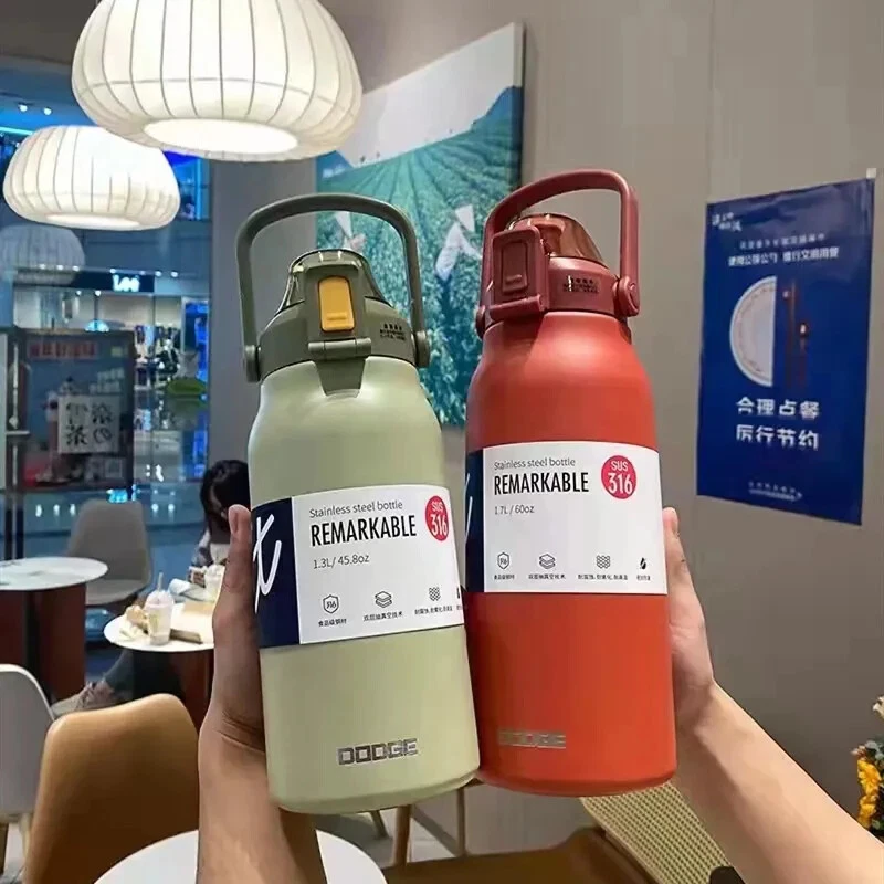 Tumbler Thermo Bottle Large Capacity With Straw Stainless Steel Vacuum Flask Gym