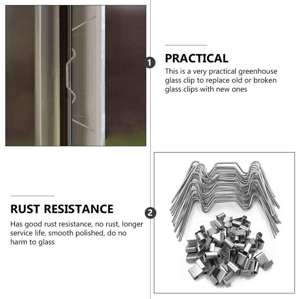 100 Pcs Stainless Steel Greenhouse Zclips Wire Clamps Fixing Overlap