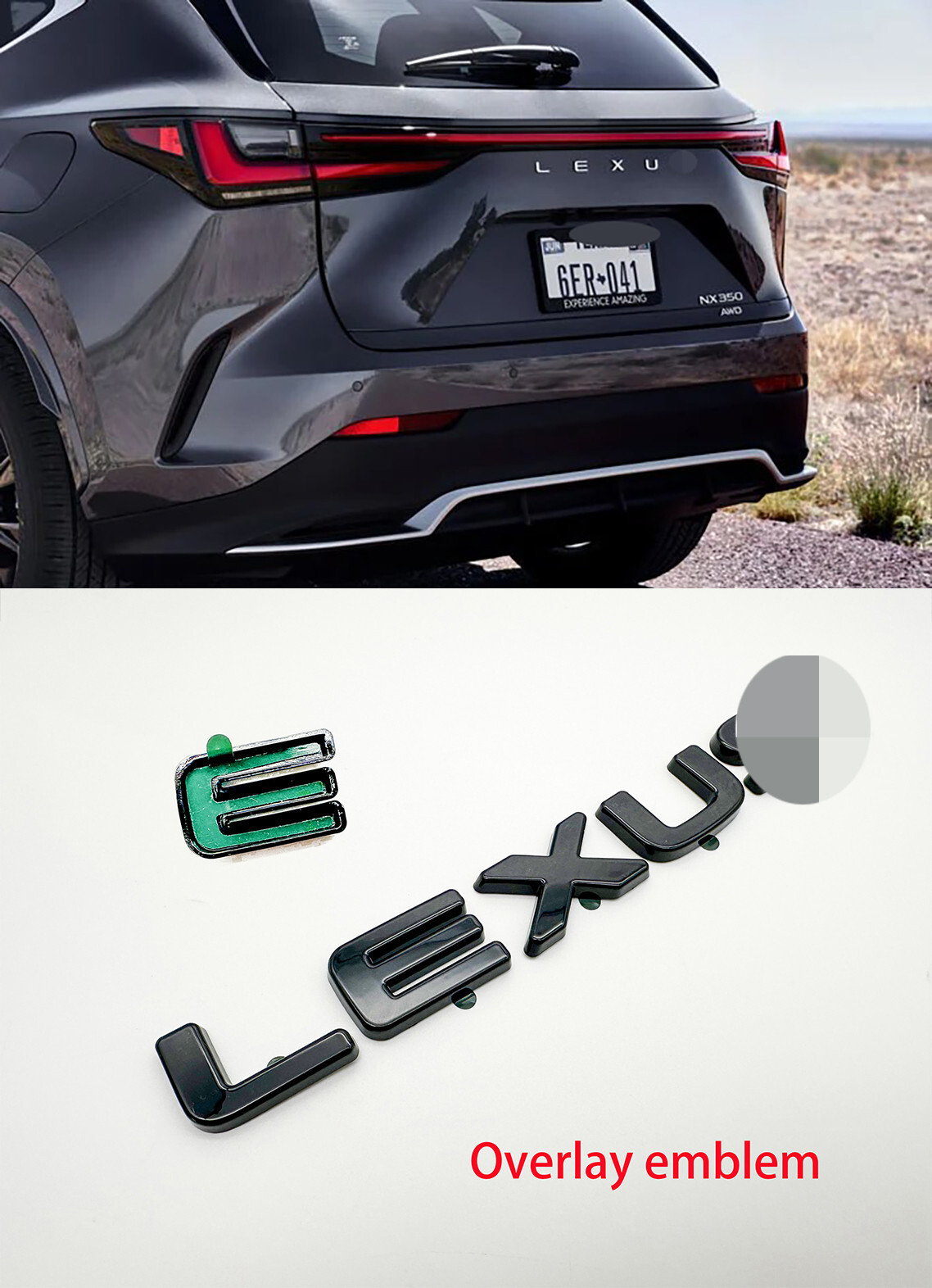 Fit 2022 and up LEXUS NX 250 350 350h 450H+ BLACKOUT DOOR EMBLEM OVERLAY KIT