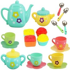 22 Pcs Tea Set Party with Candy Muffin Dessert Toys Kids Kitchen Utensils