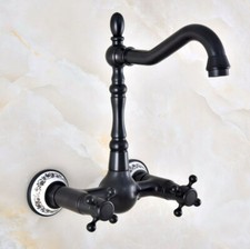 Black oil Antique Brass Wall Mount Sink Mixer Tap Kitchen Bathroom Faucet 2nf850