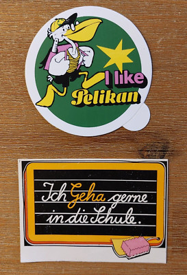 Pelikan + Geha - 2 Aufkleber Set Nostalgie 80er Jahre Sticker Retro