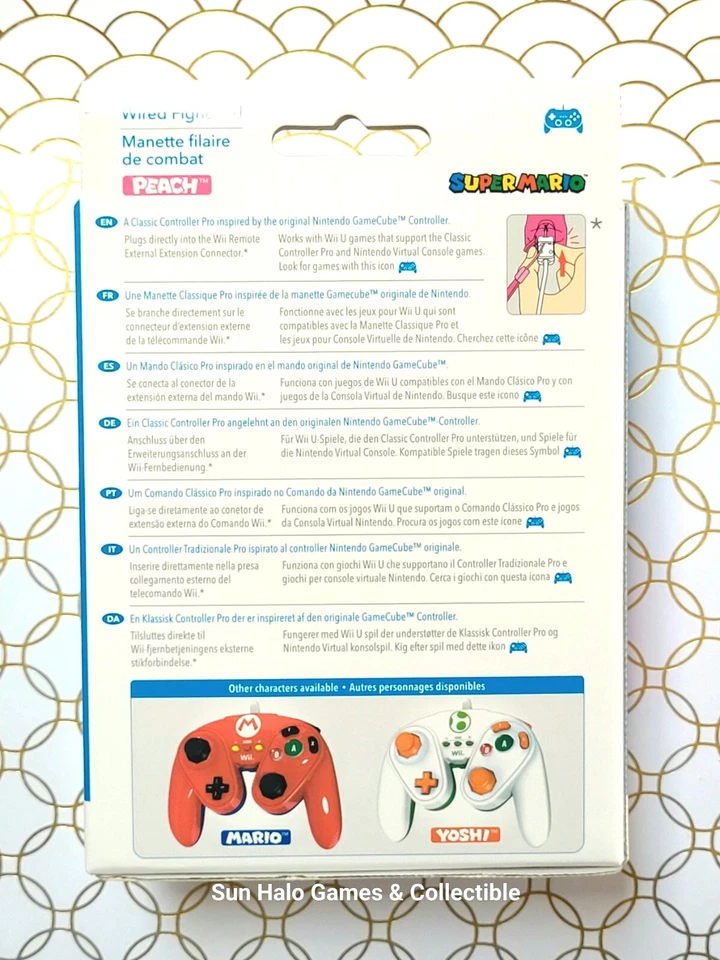 NEW Princess Peach Wired Fight Pad Nintendo Wii/Wii U PDP Controller Sealed - Image 2 of 4