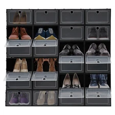 24 Pack Shoe Storage Boxes, Stackable Shoe Boxes, Shoe Storage Organizer NEW