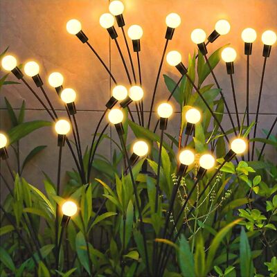 2Pack Outdoor Lights Decorative Waterproof Lights 8LED Bulb Firefly Light 800mAh