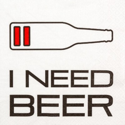 20 Servietten I need Beer Bierbedarf Flasche Schrift Spruch lustig Deko 33x33cm