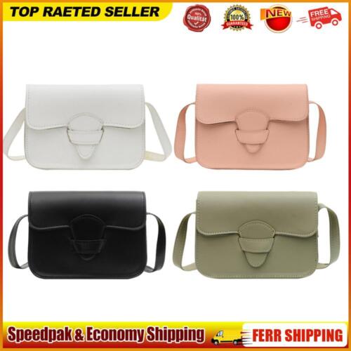 Retro Women Pure Color PU Leather Messenger Bag Casual Flap Purse Handbag - Picture 1 of 15