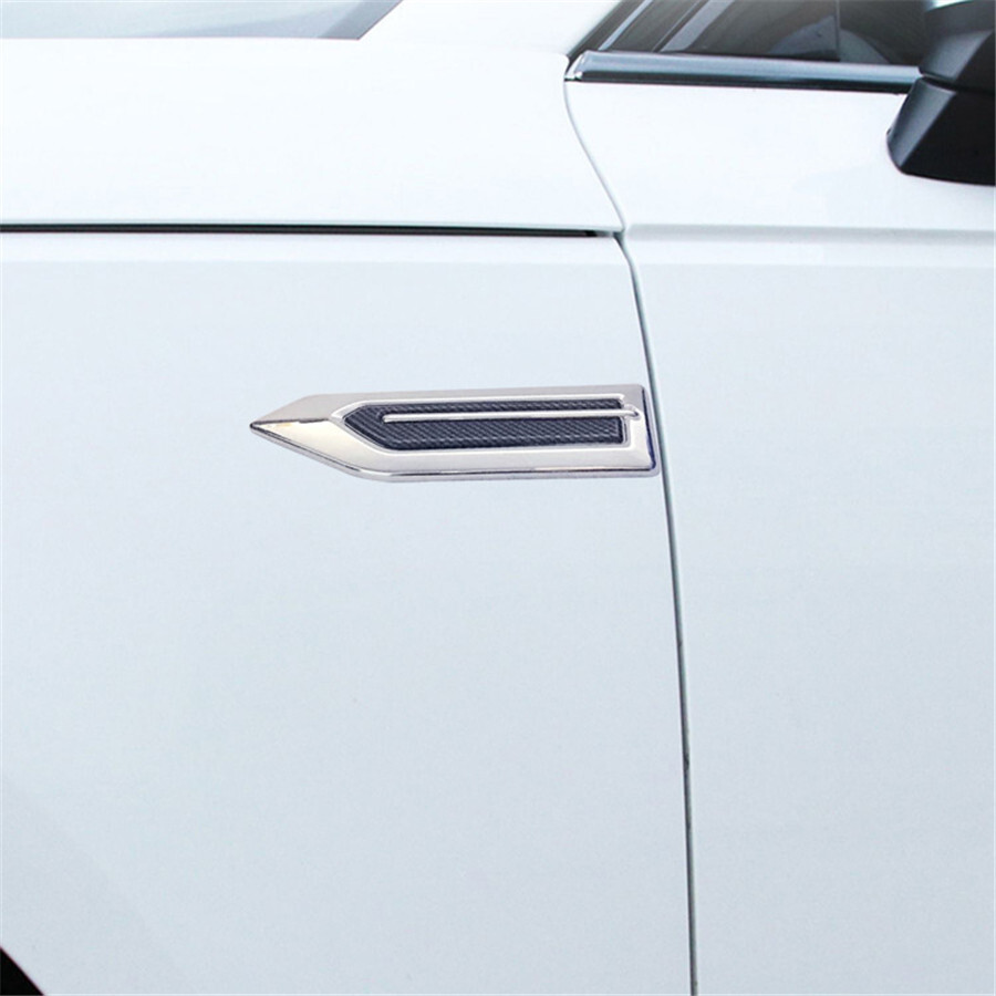 2Pcs 3D Stickers Car Shark Gill Air Inlet Vent Chrome Carbon Fiber Trim ...