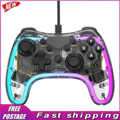 RGB Game Controller with Turbo Function Transparent Wired Gamepad for PS Switch
