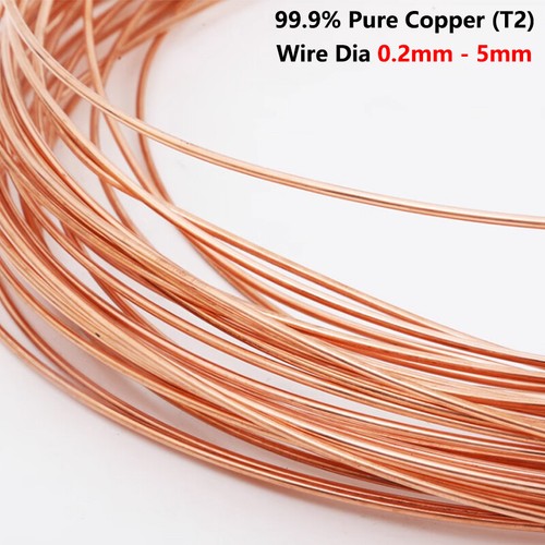 T2 Solid Bright 99.9 Pure Copper Wire Uncoated By Metre Wire Diameter