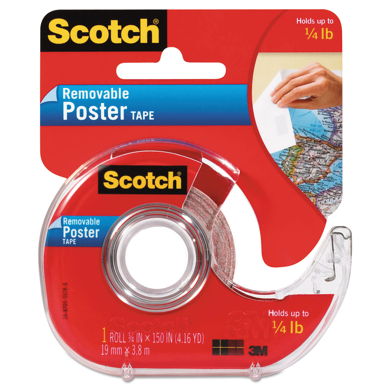 Scotch Wallsaver Removable Poster Tape Double-Sided 3/4