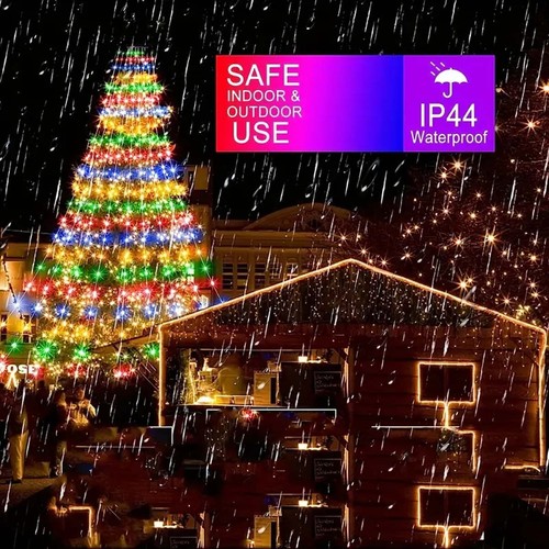 Solar Power 360LED Star Waterfall Light Party String Lights Christmas Tree Decor - Picture 6 of 23