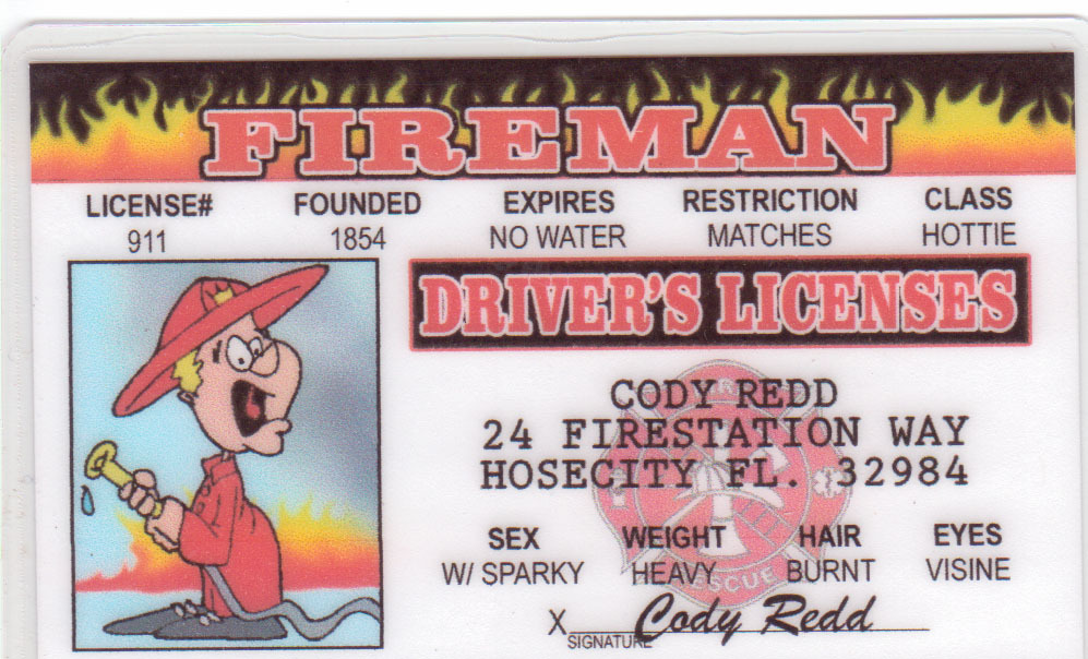 Fireman / FIREFIGHTER Fire Fighter Identification ID card Drivers