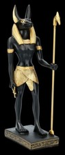 Anubis Figur mit Stab - Ägypten Gott Deko Statue Höhe: 21 cm