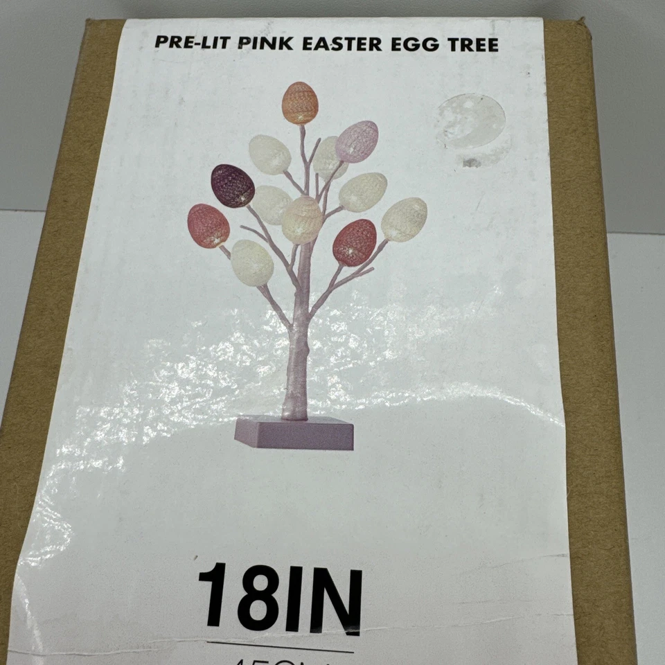 Lighted Easter Egg Tree New 18" Tall LED Light Warm White Timer Flexible Branchs - Image 2 of 4
