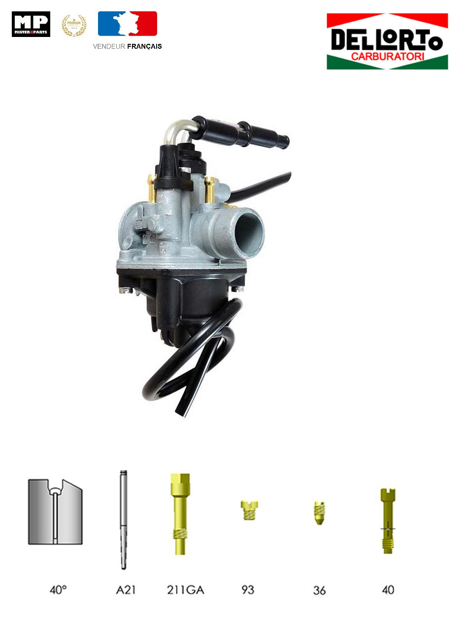 Carburateur 12 PHBN type Dellorto pour MBK Booster et Yamaha Bw's 50cc