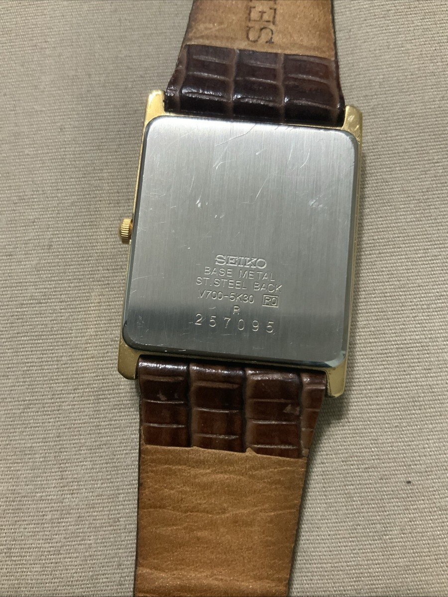 VTG Seiko Tank Men's Watch V700-5K30 New Battery 25mm | eBay