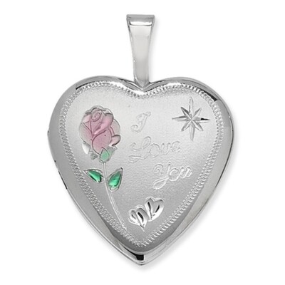 Men's Sterling Silver I Love You Heart Locket UK - Main Image