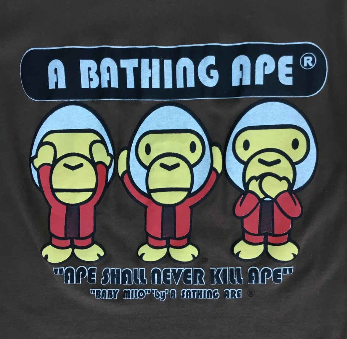 Baby Milo A Bathing Ape T Shirt BAPE Ape Shall Never Kill Ape Rare