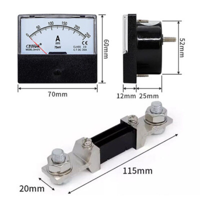 1 Pc. New DH-670 Analog DC Ammeter AMP Current Meter DC 0-250A & Shunt 250A/75MV