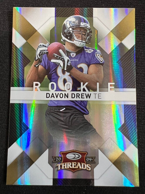 DAVON DREW Ravens 2009 Donruss Threads #134 Century Proof Gold Rookie RC #30/50