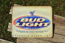Bud Light Beer Tin Sign - Anheuser Busch - Budweiser - Beechwood Aged - Lager