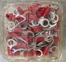 BM 00131, Insulated Ring Lug,0.25-1.5mm2/22-16 AWG,M6/#12 Stud, Red,100 Pc's PKT