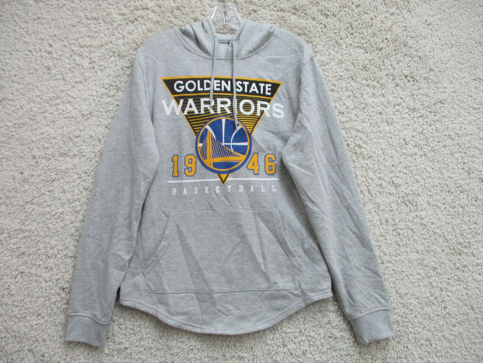Golden State Warriors Sweater Small Adult Gray Hoodie Pullover Pockets NBA Mens