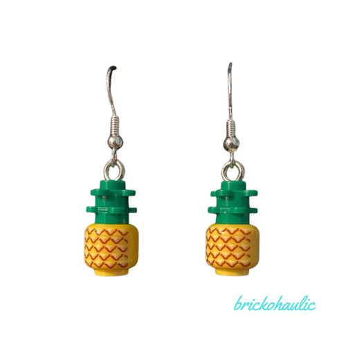 Brickohaulic Pineapple Dangle Earrings Handmade with LEGO® Bricks Parts - Picture 2 of 2