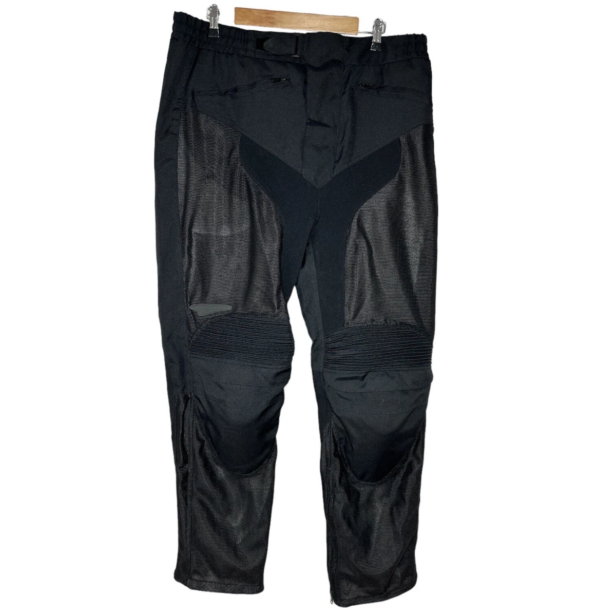 Teknic Motorcycle Pants Black 36 30 Padded Hips Knee Mesh Black Adjustable