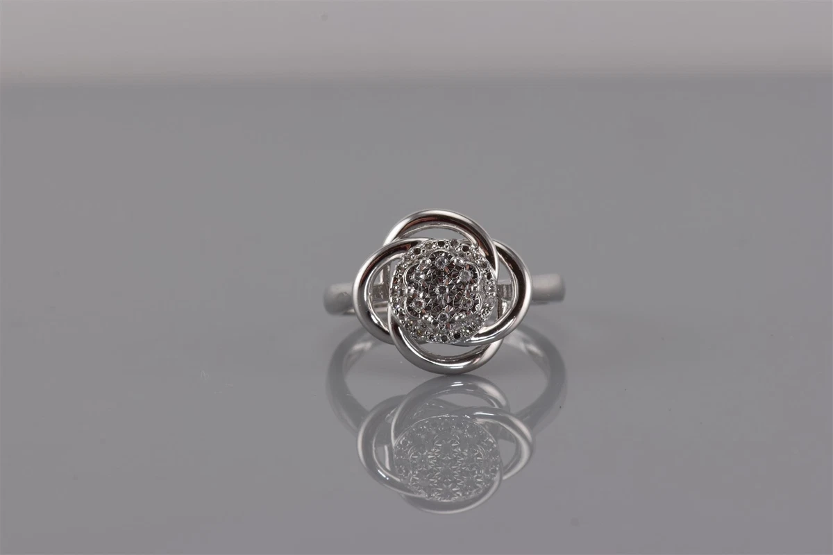 OC Tanner Sterling Silver Diamond Clustered Looped Band Ring 925 Sz 7